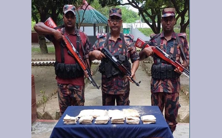 চাঁপাইনবাবগঞ্জে পৌনে চার কেজি হেরোইন উদ্ধার করল বিজিবি